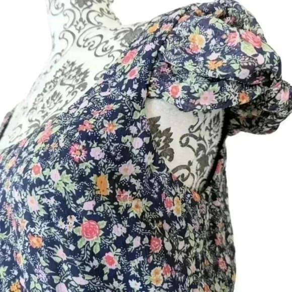 BG BCBGeneration Dress Mini Navy Floral Print Lace Coquette Y2K Women's size 6 - Picture 5 of 15